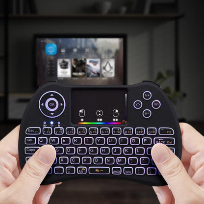 Mini Wireless Keyboard,H9 Mini Keyboard with Touchpad,Colorful Backlit Wireless Mini Keyboard,Mini Rechargeable Handheld Remote Keyboard for Pc,Raspberry Pi 4, Android TV Box,Kodi,Windows 7 8 10