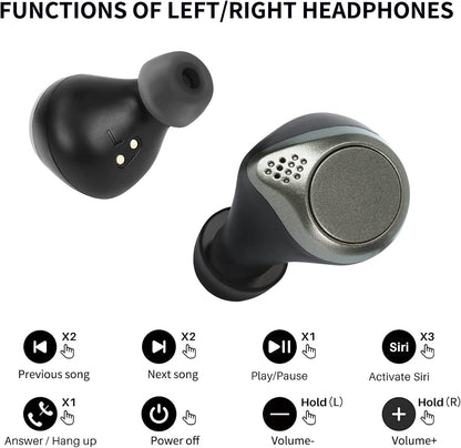 Wireless Earbuds Bluetooth 5.0, True Wireless Stereo Headphones with Microphone, Noise Cancelling, IPX6 Waterproof, Gold, Adult Sports Earphones