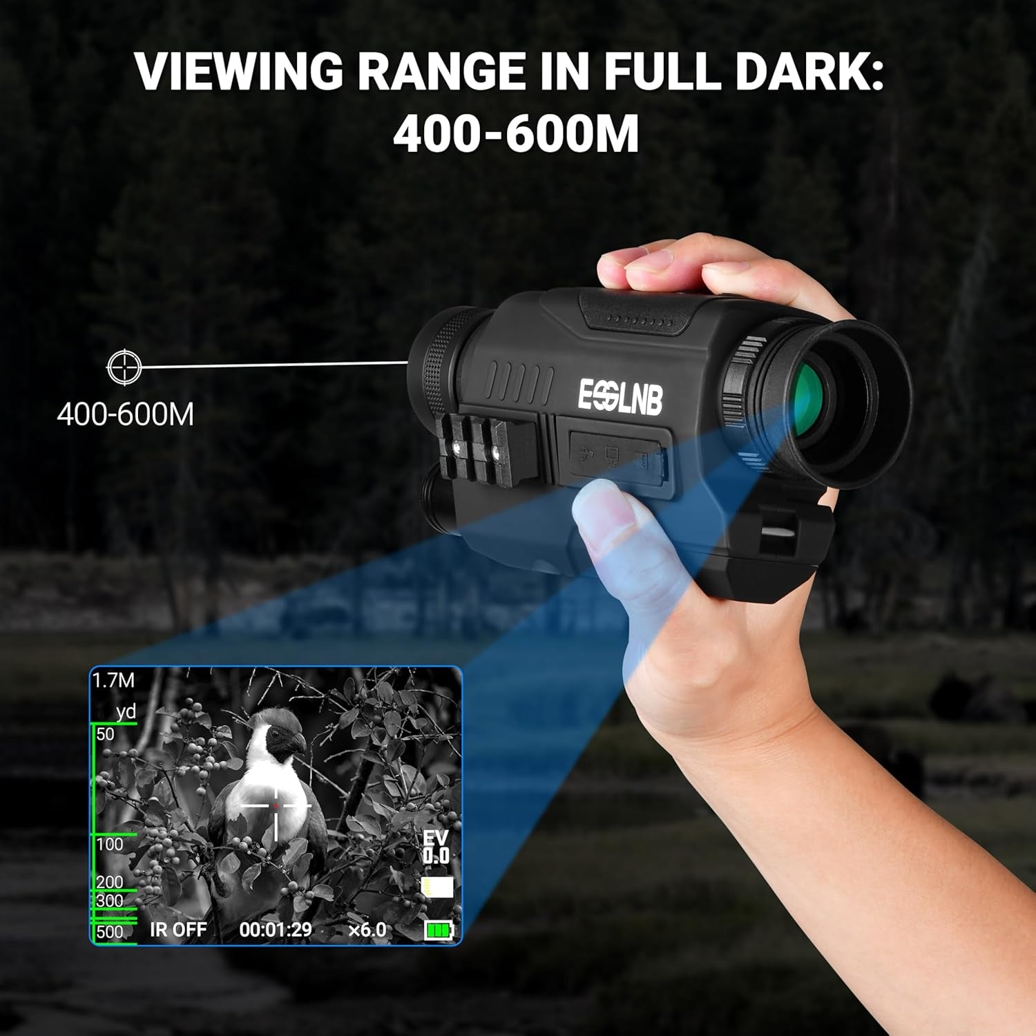 Night Vision Monocular, 6X32 Night Vision Infrared Monocular, Portable Digital Night Vision Scopes for Day & Night Camping, Surveillance, 1080P Full HD Photo & Video