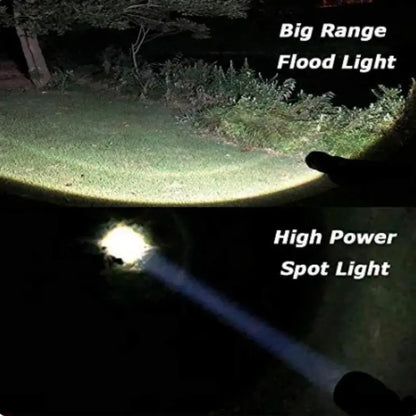 Rechargeable LED Outdoor Tactical Flashlight, 5 Modes Zoomable High-Lumens Portable LED Light with Long-Range Beam & COB Light for Camping & Hiking, Adjustable Tactical Flashlights, Emergency LED Flashlight