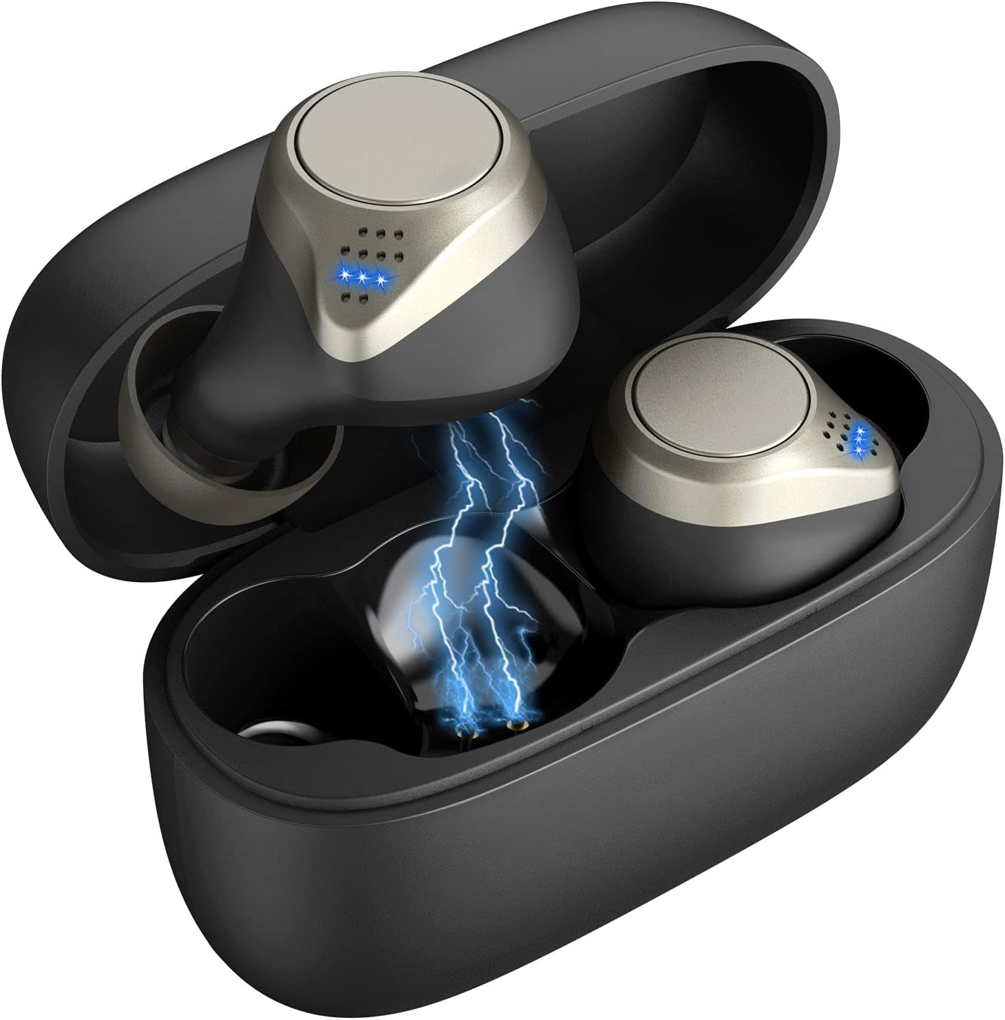 Wireless Earbuds Bluetooth 5.0, True Wireless Stereo Headphones with Microphone, Noise Cancelling, IPX6 Waterproof, Gold, Adult Sports Earphones