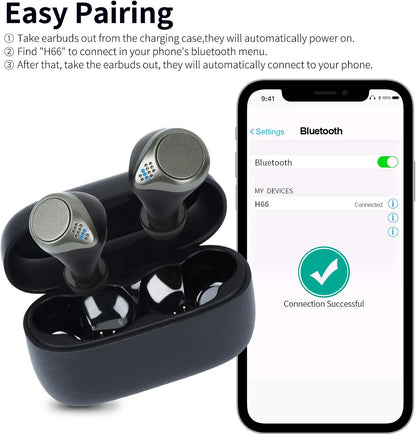 Wireless Earbuds Bluetooth 5.0, True Wireless Stereo Headphones with Microphone, Noise Cancelling, IPX6 Waterproof, Gold, Adult Sports Earphones