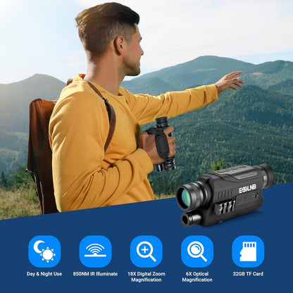 Night Vision Monocular, 6X32 Night Vision Infrared Monocular, Portable Digital Night Vision Scopes for Day & Night Camping, Surveillance, 1080P Full HD Photo & Video