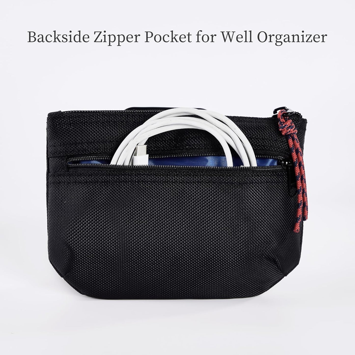 Rough Enough Small Tech Storage Pouch Travel Cable Organizer for Electronics, Cords, Chargers, Hard Drive - Everyday Carry EDC Bag for Backpack Purse, Black