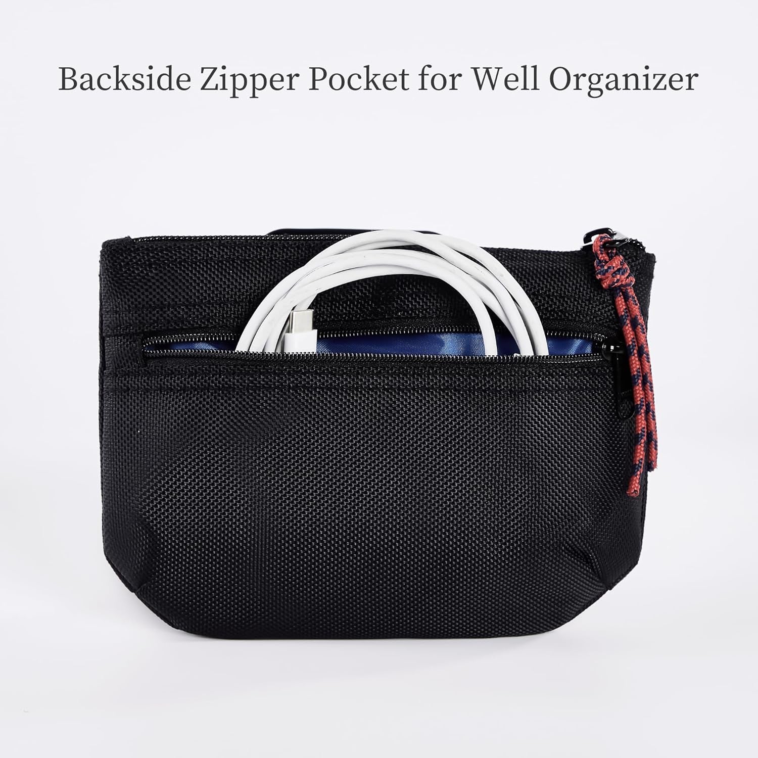 Rough Enough Small Tech Storage Pouch Travel Cable Organizer for Electronics, Cords, Chargers, Hard Drive - Everyday Carry EDC Bag for Backpack Purse, Black