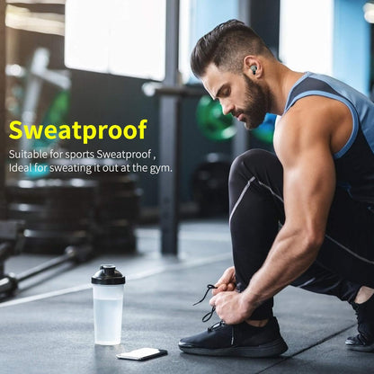 Wireless Earbuds Bluetooth 5.0, True Wireless Stereo Headphones with Microphone, Noise Cancelling, IPX6 Waterproof, Gold, Adult Sports Earphones