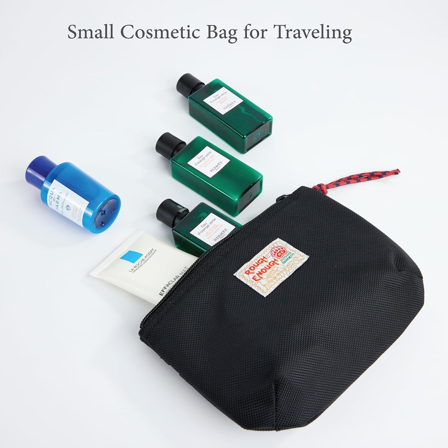 Rough Enough Small Tech Storage Pouch Travel Cable Organizer for Electronics, Cords, Chargers, Hard Drive - Everyday Carry EDC Bag for Backpack Purse, Black