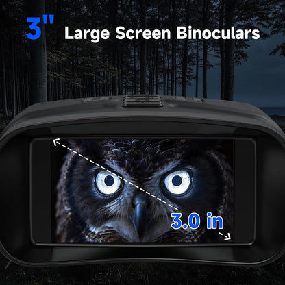 Night Vision Goggles, 4K Infrared Night Vision Binoculars with Adults, 3'' Large HD Night Vision Binoculars，Rechargeable Battery and 32GB TF Card for Outdoor Camping
