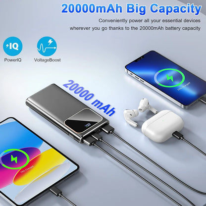 Portable Charger, 20000Mah Power Bank, 22.5W Fast Charging Battery Pack with Usb-C/Usb-A Output, Digital Display Portable Phone Charger for Iphone 17/16/15/14/13 Pro Samsung Google LG Ipad Airpods