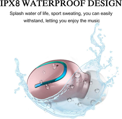 Mini Wireless Earbuds, Bluetooth Earphones in Ear with Charging Case, IPX7 Waterproof Wireless Mini TWS Mic Hi-Fi Stereo Sport Headphones for Iphone/Samsung/Android(Rose Gold)